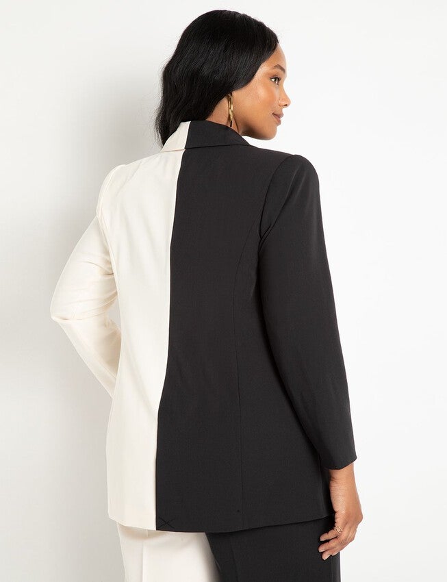 Colorblock Blazer, BLACK ONYX + WHITE S, on-hover image number null