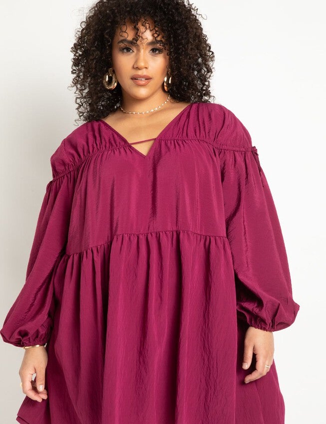 Shirred Mini Dress, PURPLE POTION, on-hover image number null