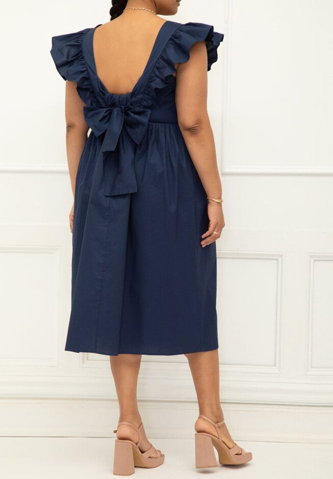 ELOQUII Elements Ruffle Sleeve Surplice Dress With Tie, , alternate image number null