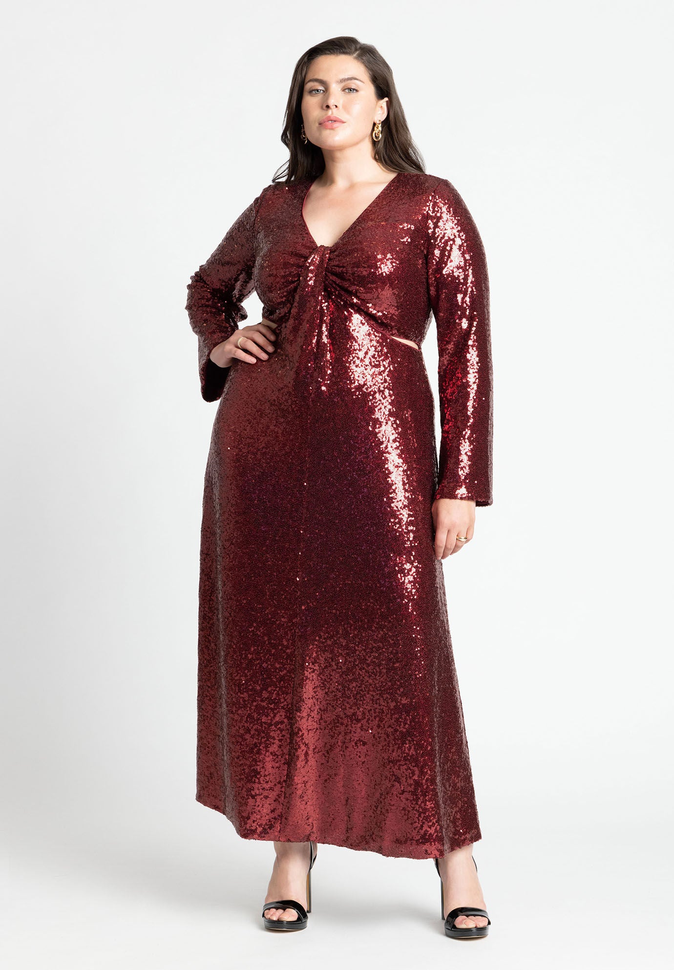 Cutout Sequin Embellished Maxi Dress