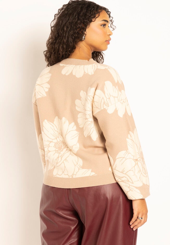 Intarsia Crew Neck Sweater, , alternate image number null