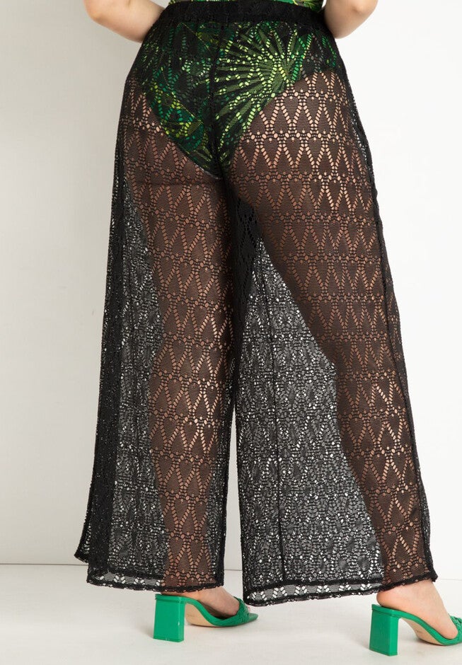 Wide Leg Crochet Coverup Pant, , alternate image number null