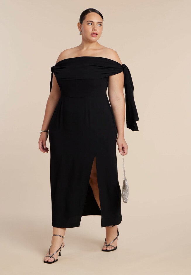 Tie Detail Column Dress, BLACK ONYX, hi-res image number 0