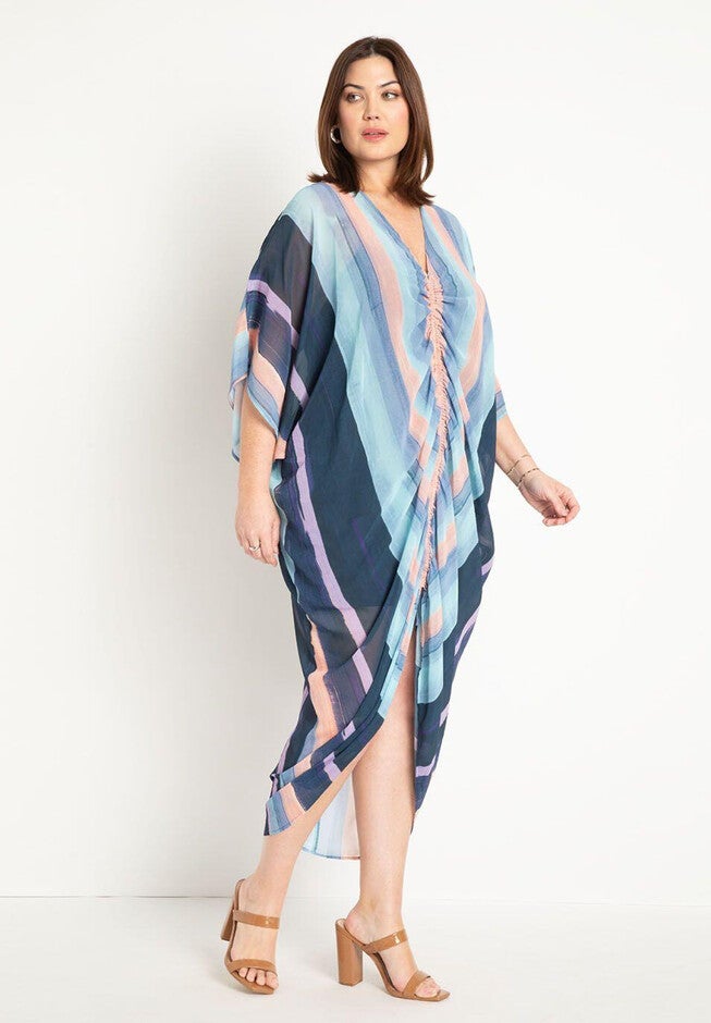 Kaftan Dress With Ruching, MOONRISE, hi-res image number null