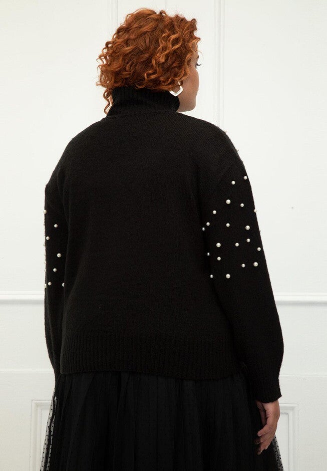 ELOQUII Elements Pearl Embellished Sweater, , on-hover image number null
