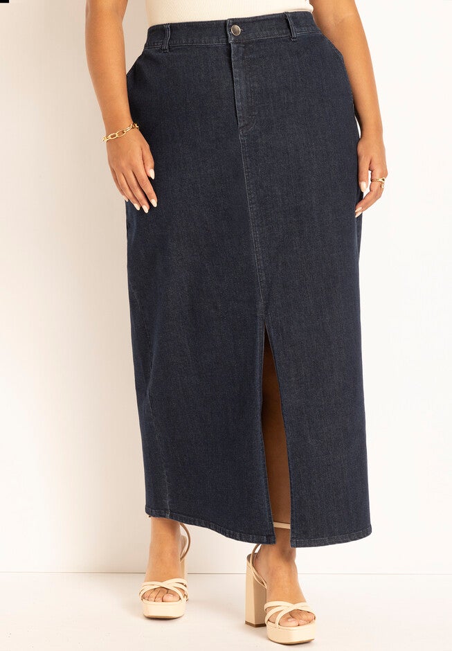 Denim Maxi Skirt, INDIGO, on-hover image number null