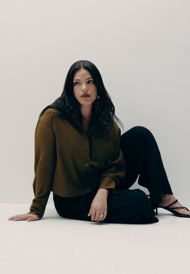Boxy Button Down Shirt, FIR GREEN, hi-res image number null