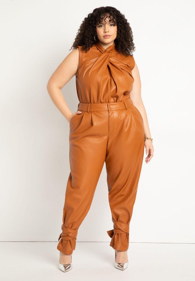 Pleated Taper Pant with Tie Hem, GLAZED GINGER, hi-res image number null