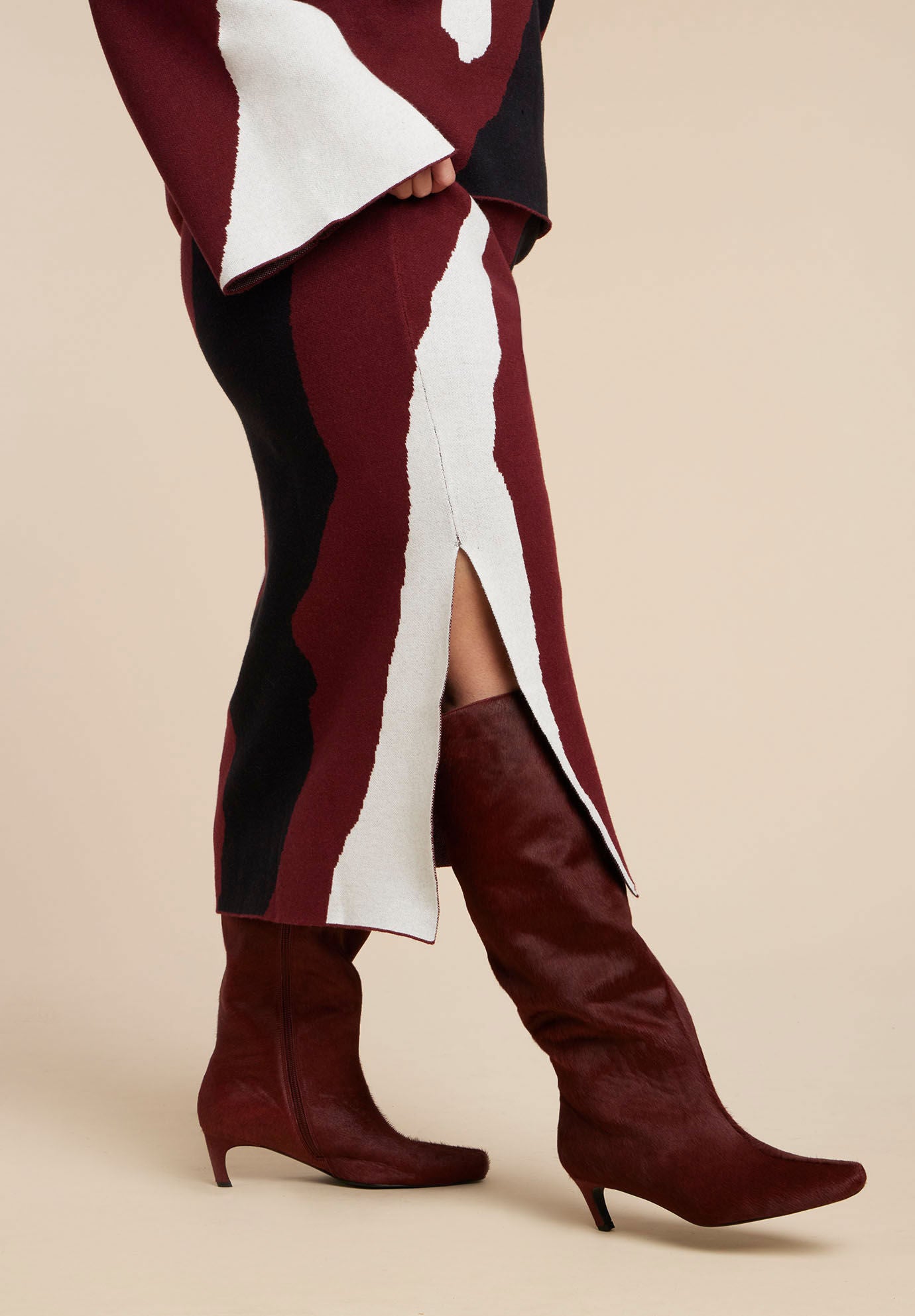 Calf Hair Kitten Heel Boot