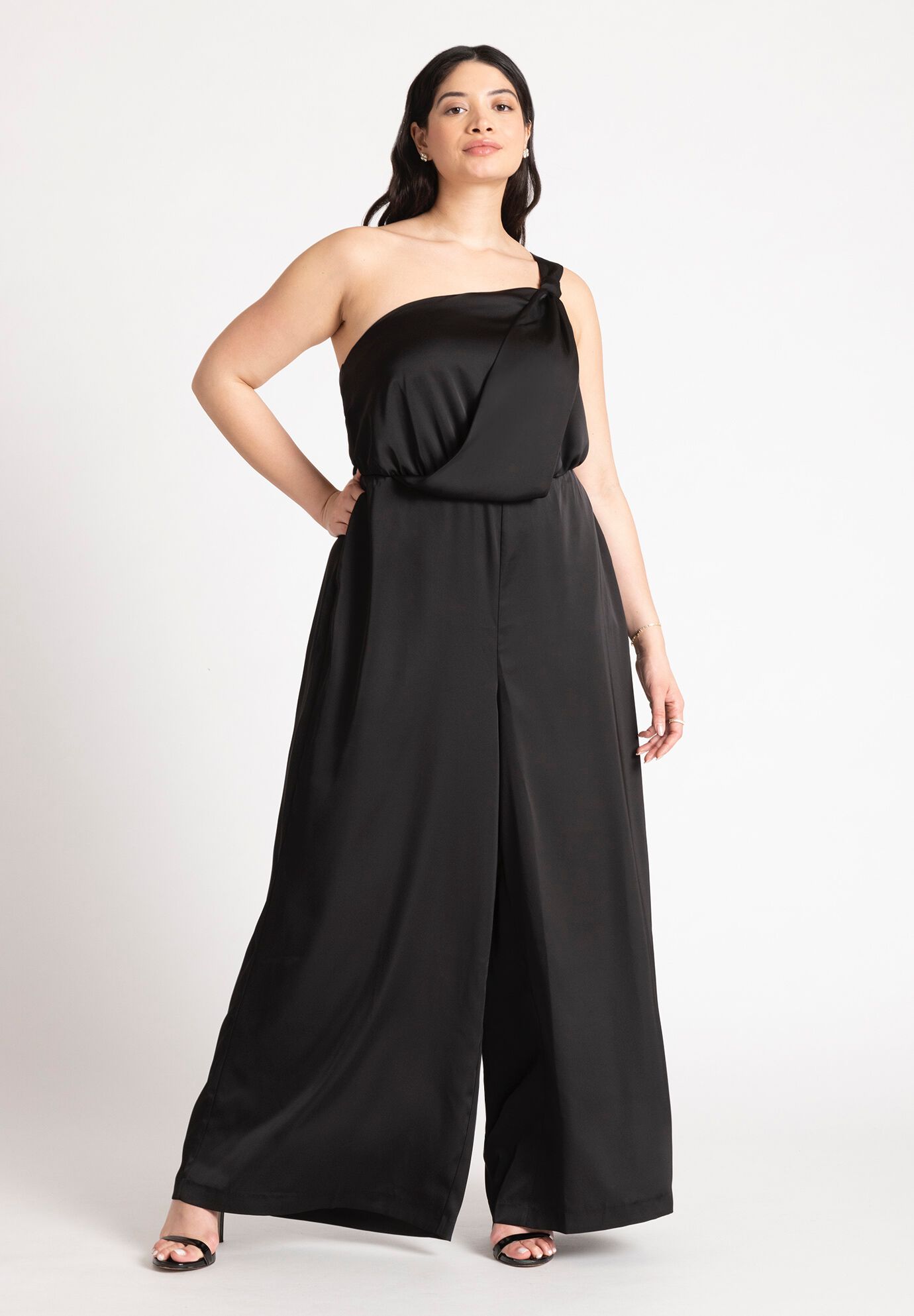 Plus Size Women Tie Detail Satin Jumpsuit By ( Size 24 )