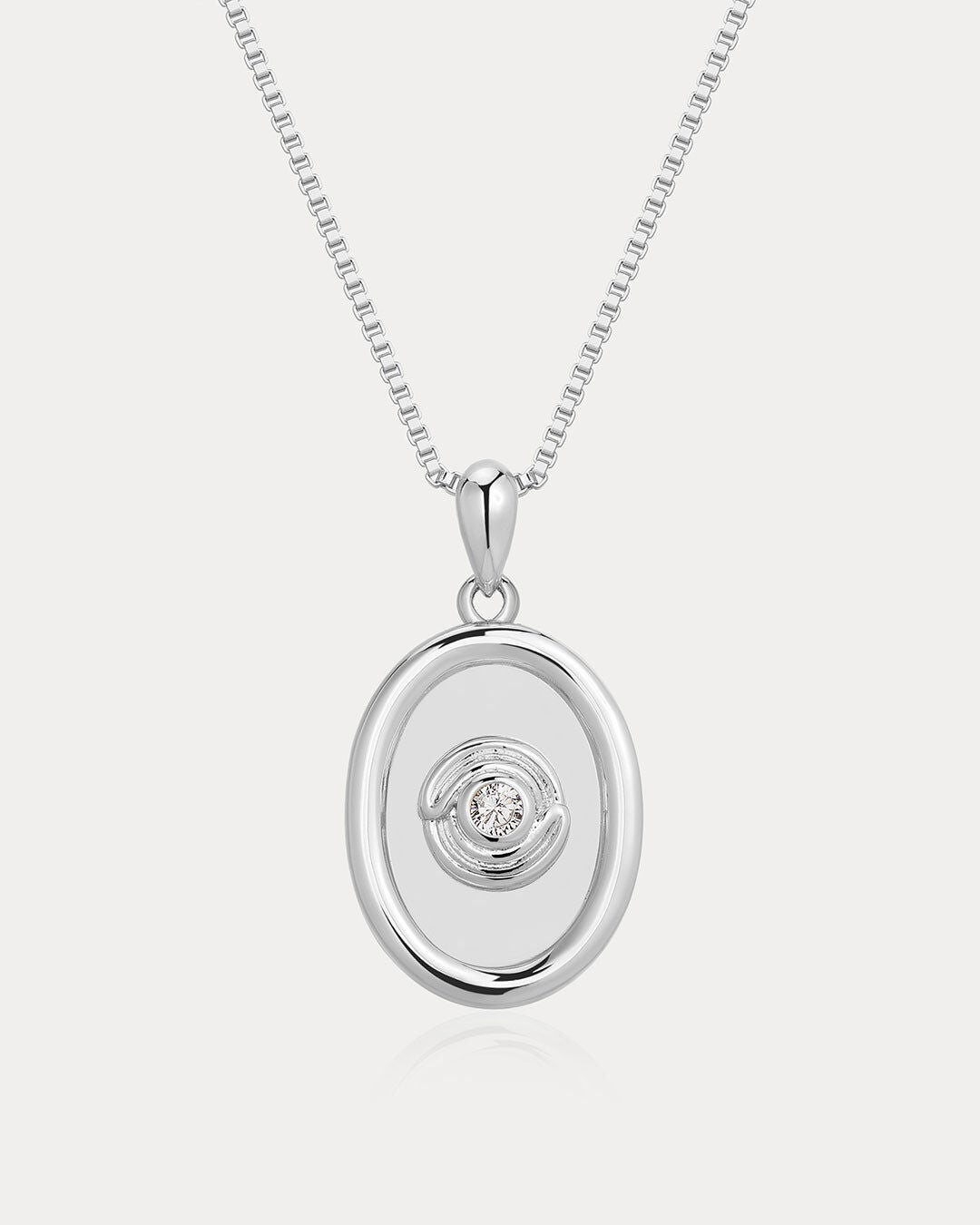 The Wave Bezel Locket Necklace, SILVER, hi-res image number 0