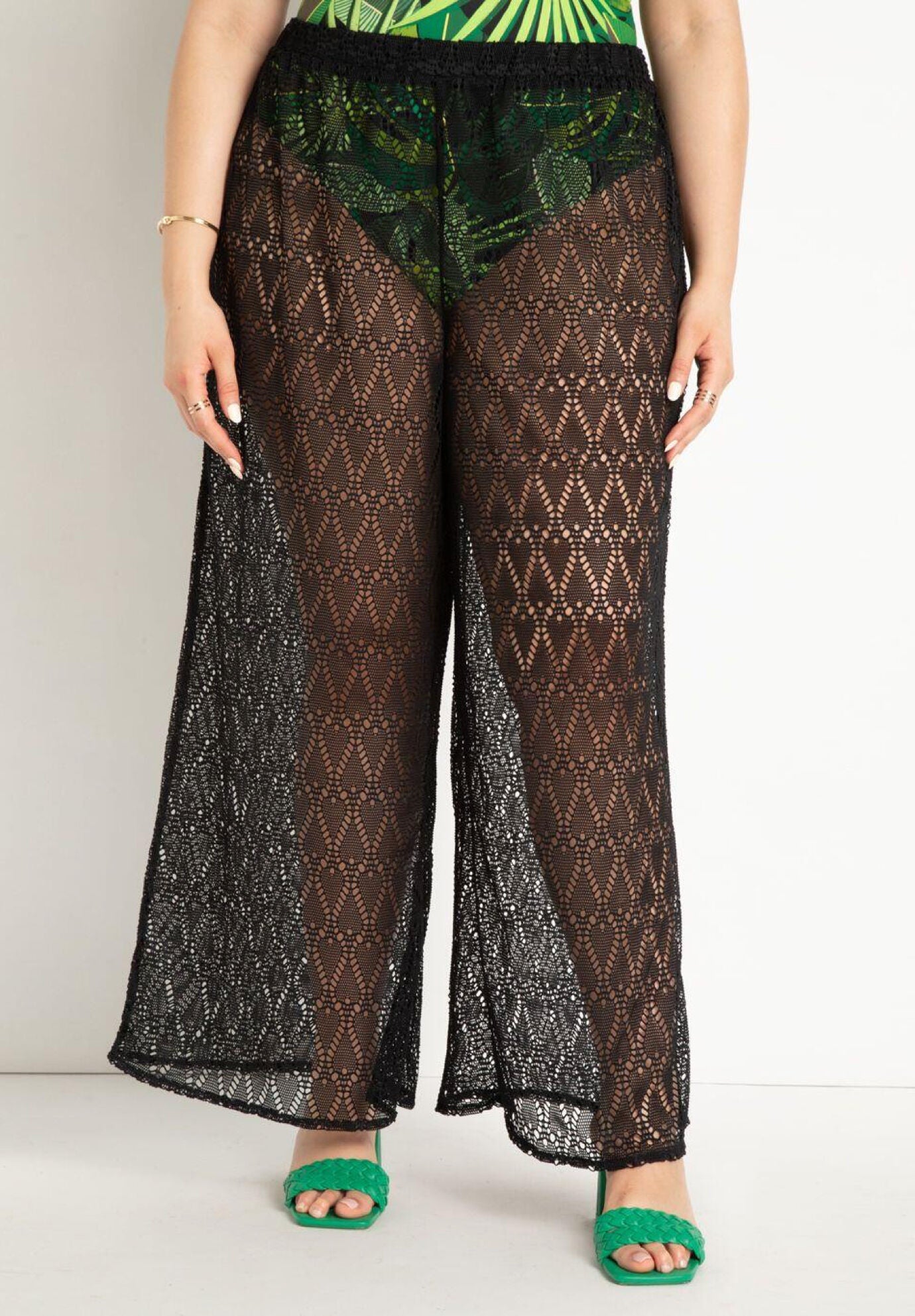Plus size crochet cover up pants store