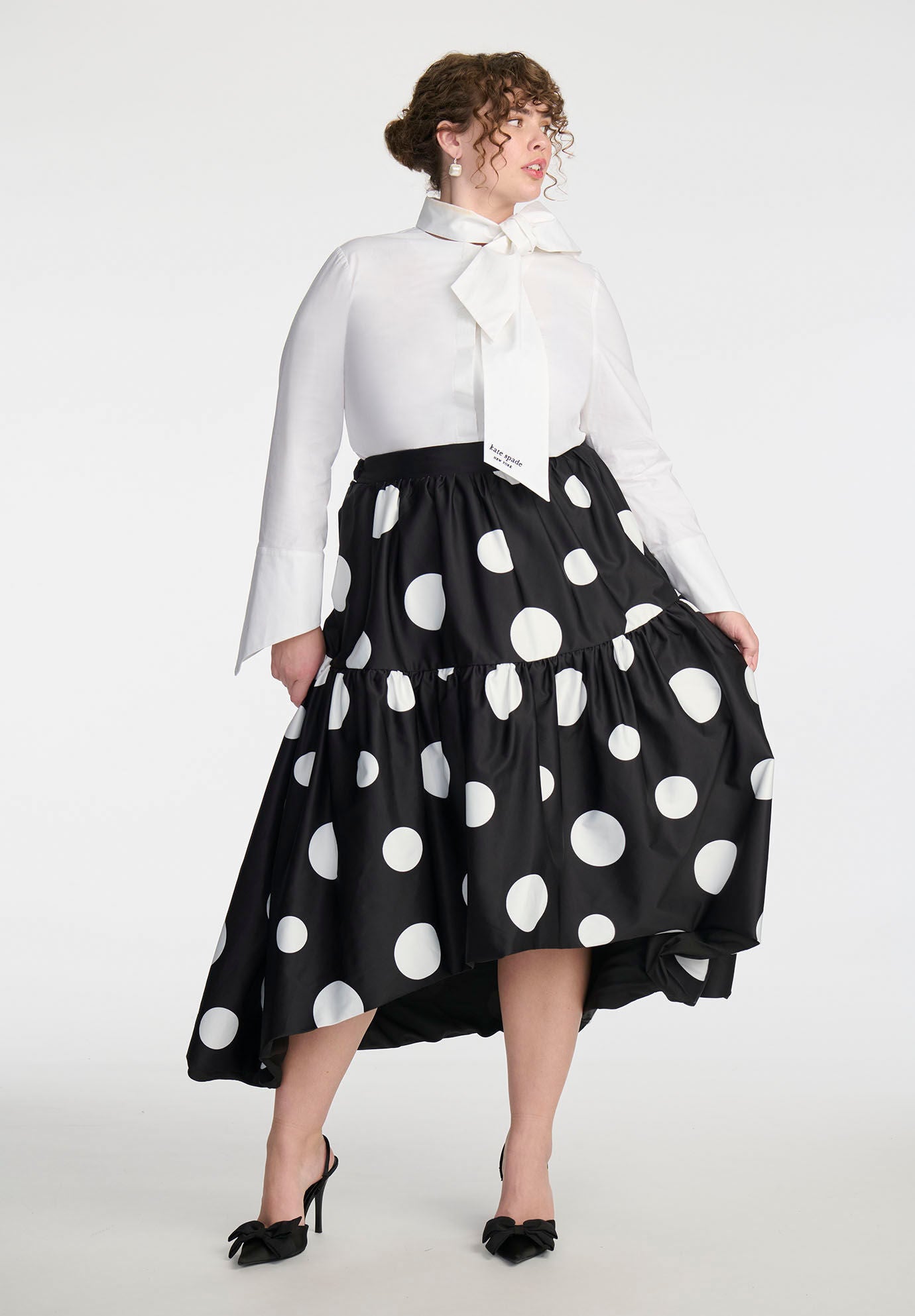 ELOQUII x kate spade new york Tiered Dot Maxi Skirt Eloquii