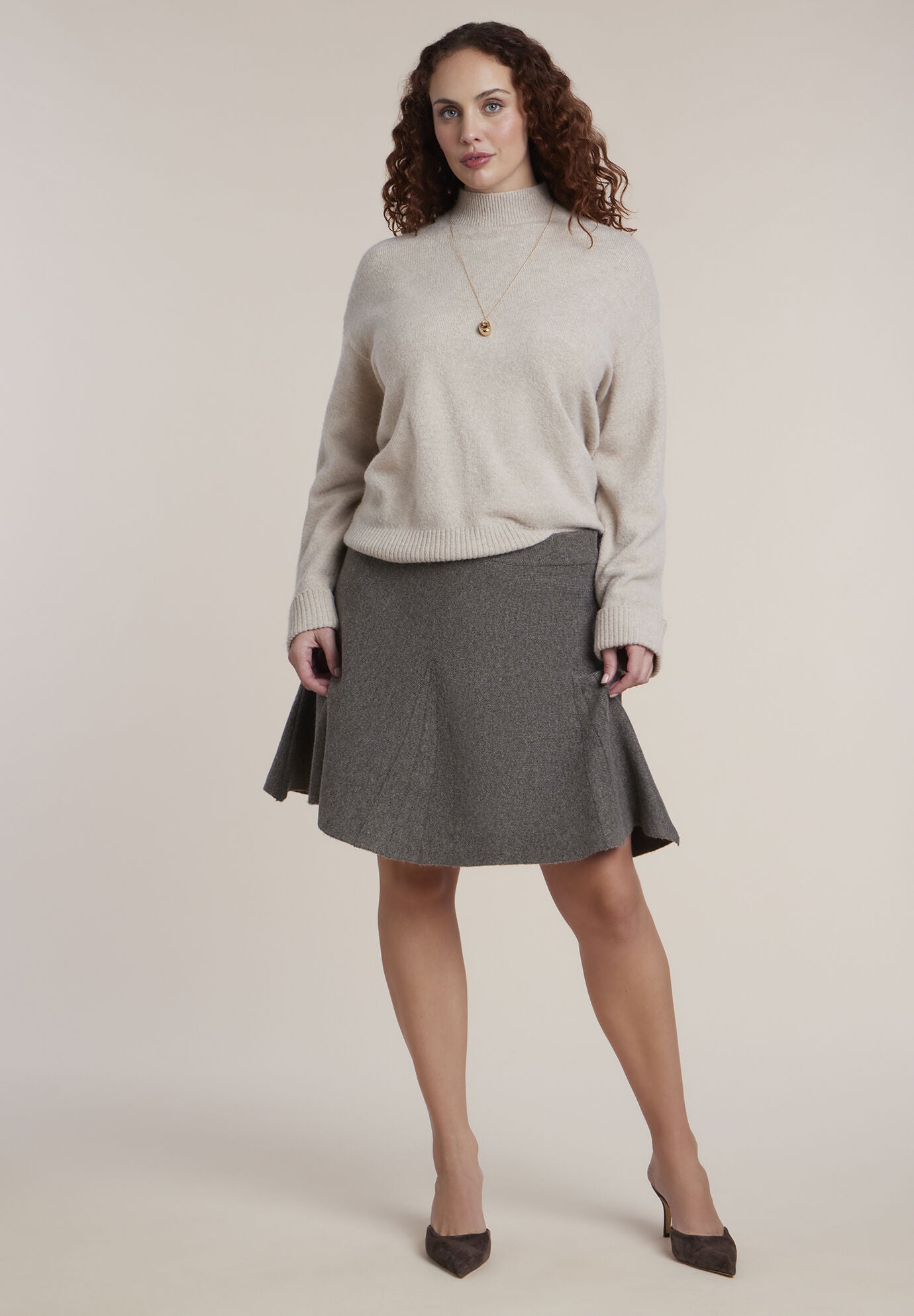 Flared Sweater Mini Skirt