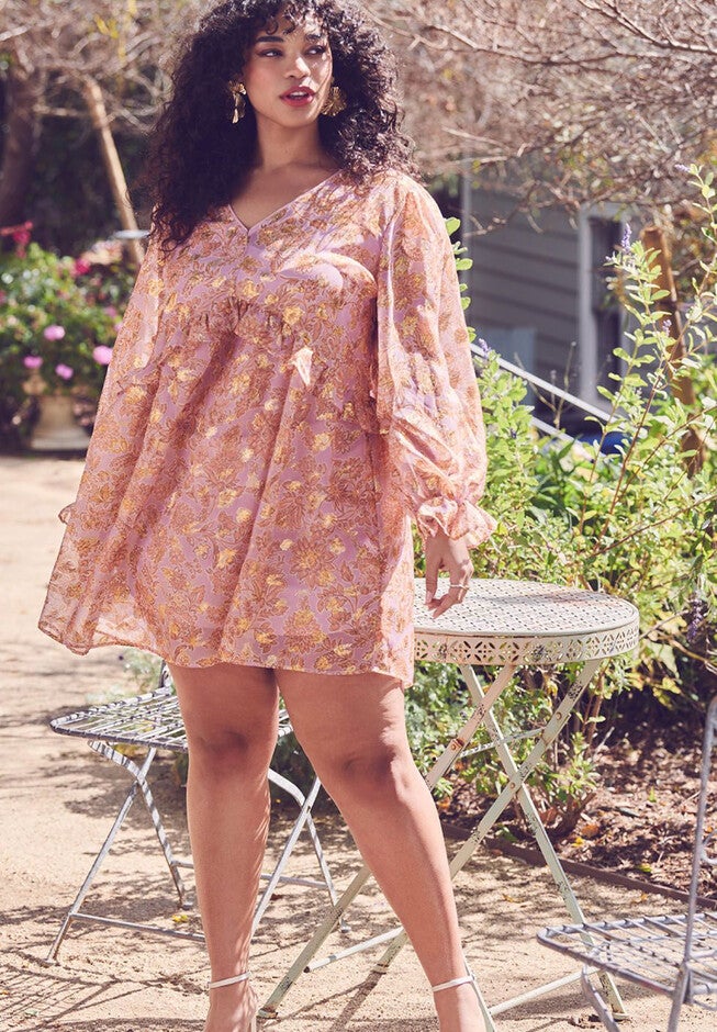 Clipped Jacquard Ruffle Mini Dress, , alternate image number null