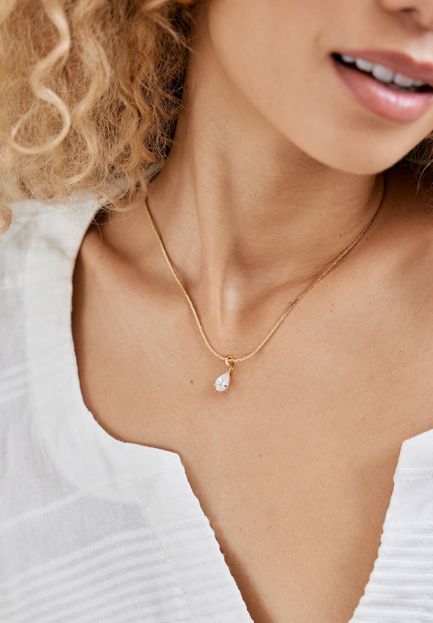 Melrose Teardrop Birthstone Necklace, JULY, alternate image number 2