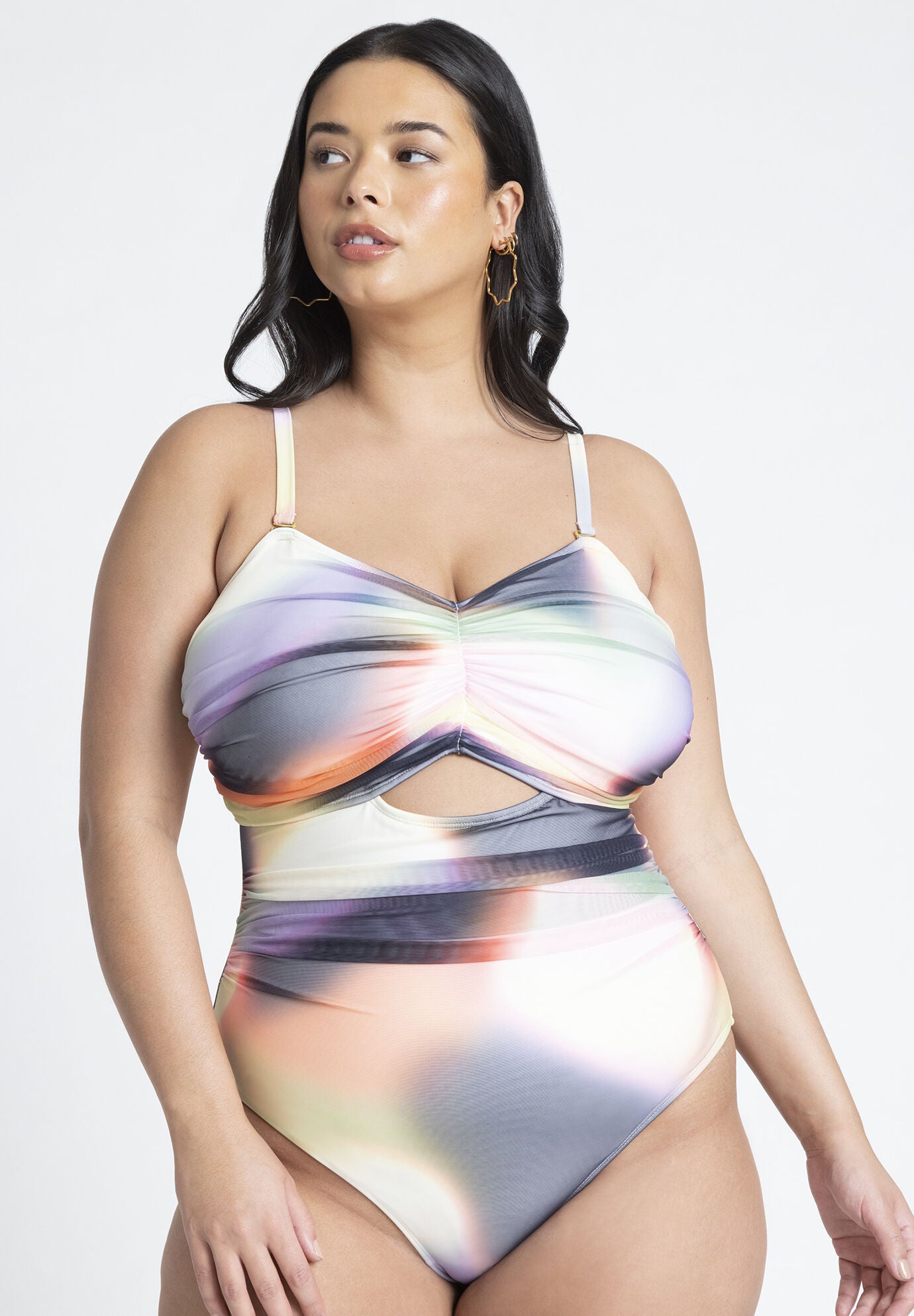 Strapless Mesh Ruched Swimsuit One Piece 4482994 Eloquii