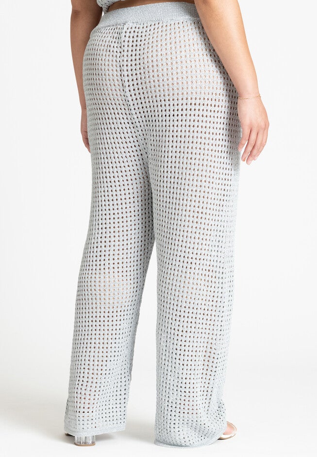 Metallic Crochet Pant, METALLIC, alternate image number null