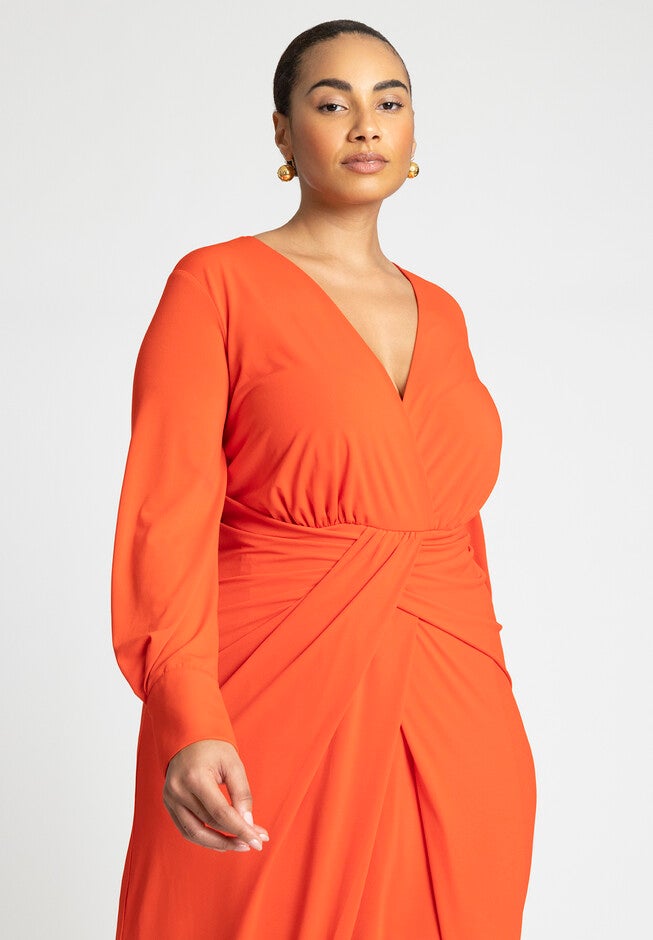 Twist Detail Knot Dress, FIERY RED, alternate image number null