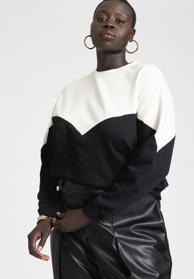 Horizontal Colorblock Sweatshirt, SUGAR SWIZZLE BLAC, hi-res image number null