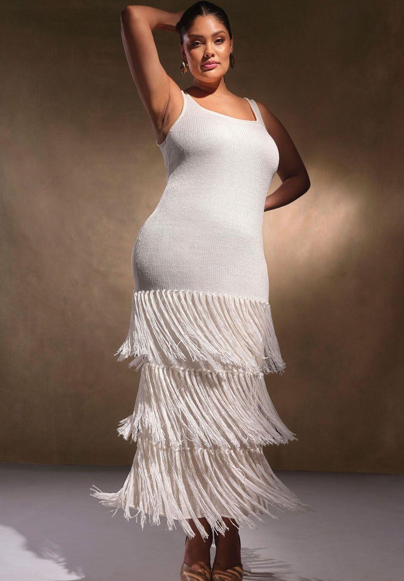Eloquii fringe strapless dress discount