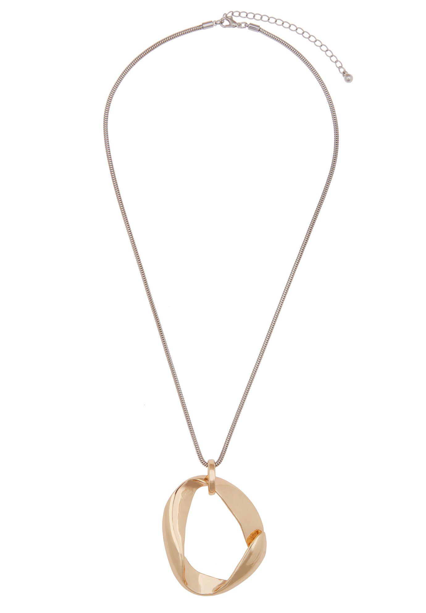 Abstract Loop Pendant Necklace, GOLD + SILVER, hi-res image number 0