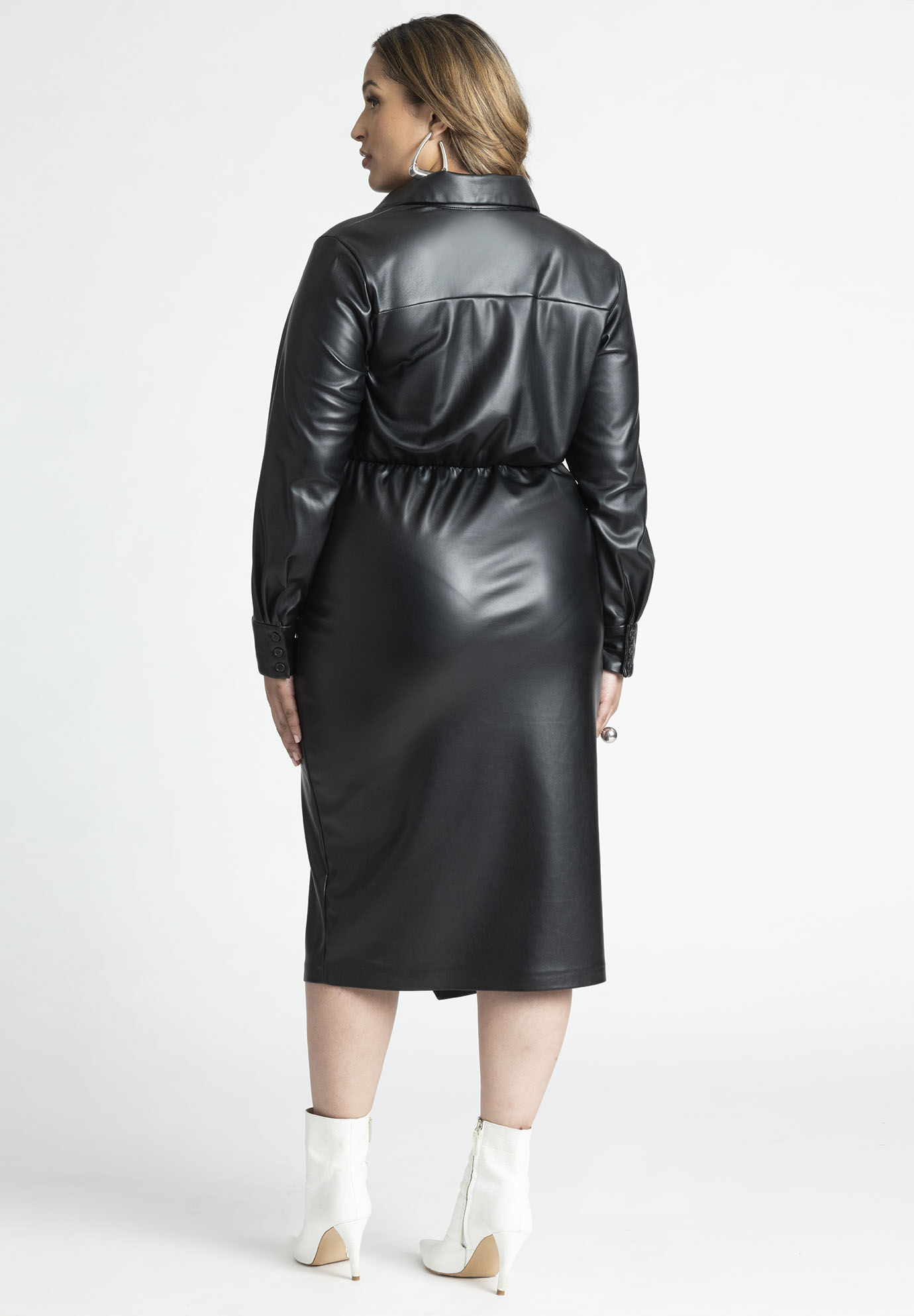 Leather Wrap Dress With Collar | Eloquii