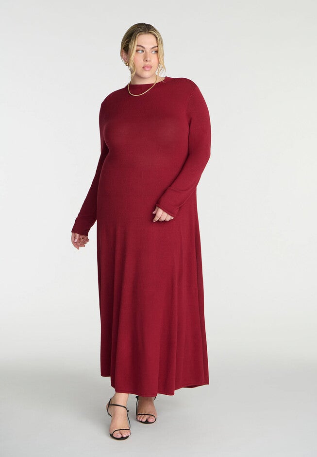 Funnel Neck Midi Sweater Dress, SYRAH, hi-res image number null