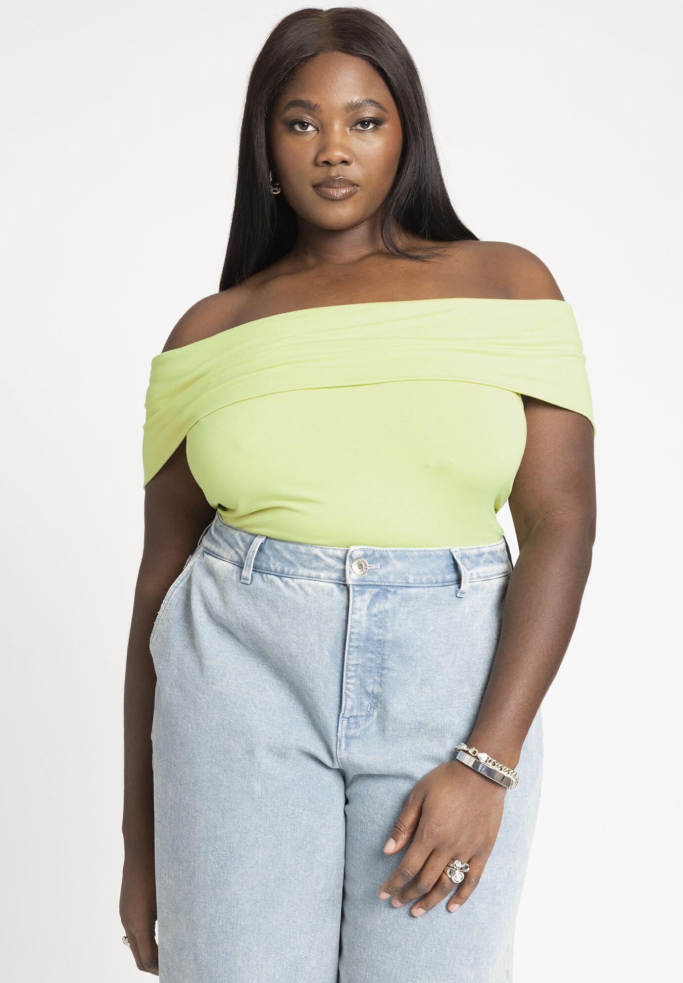 Women Off The Shoulder Fitted Top By ( Size 14/16 )