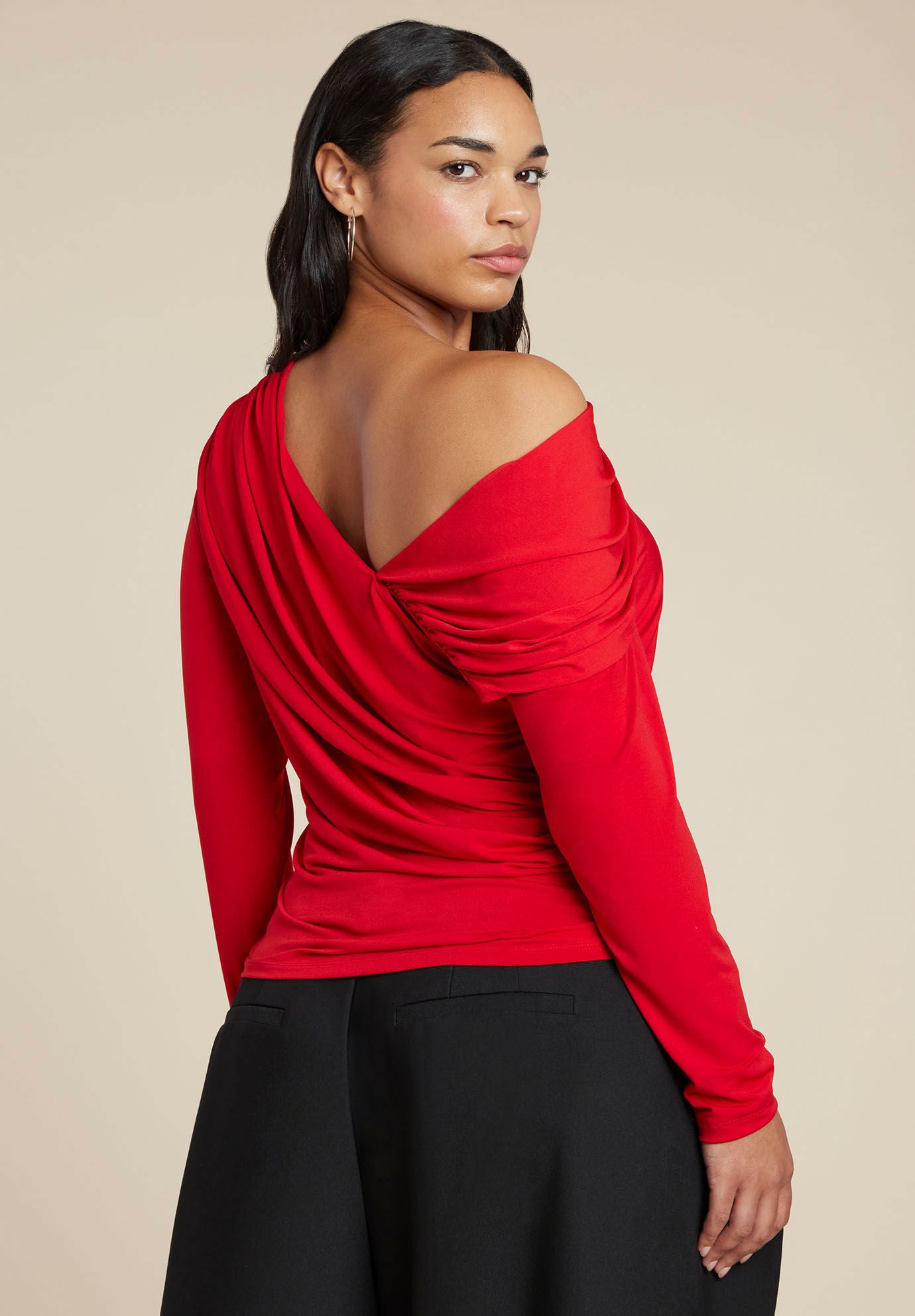  Sliced Asym Neck Top, EQUESTRIAN RED, on-hover image number 1