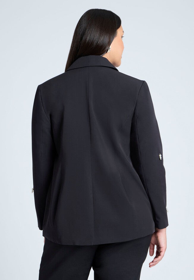 Pearl Detail Blazer, BLACK, on-hover image number null