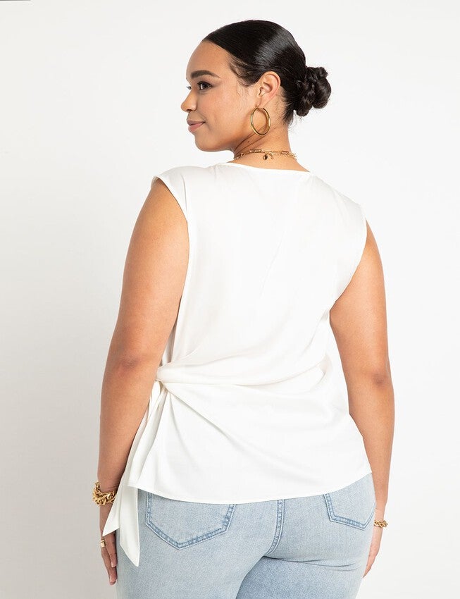 Tie Side Satin Tank, CREAM WHITE, on-hover image number null