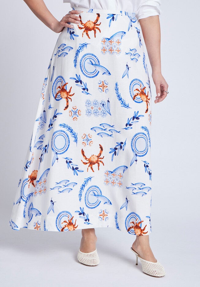 Printed Full Skirt, SEASIDE, on-hover image number null