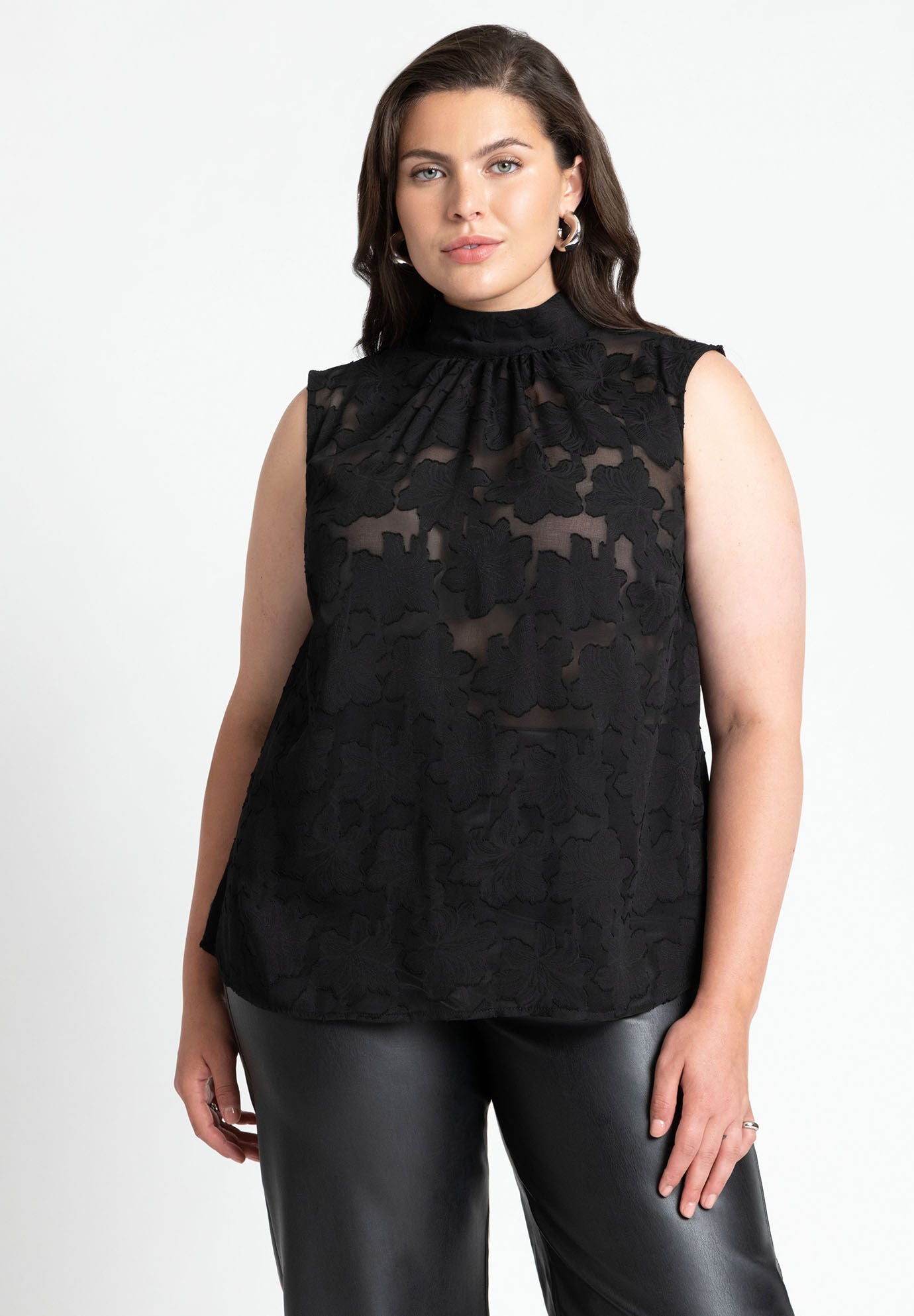 Jacquard Sleeveless Top | Eloquii 