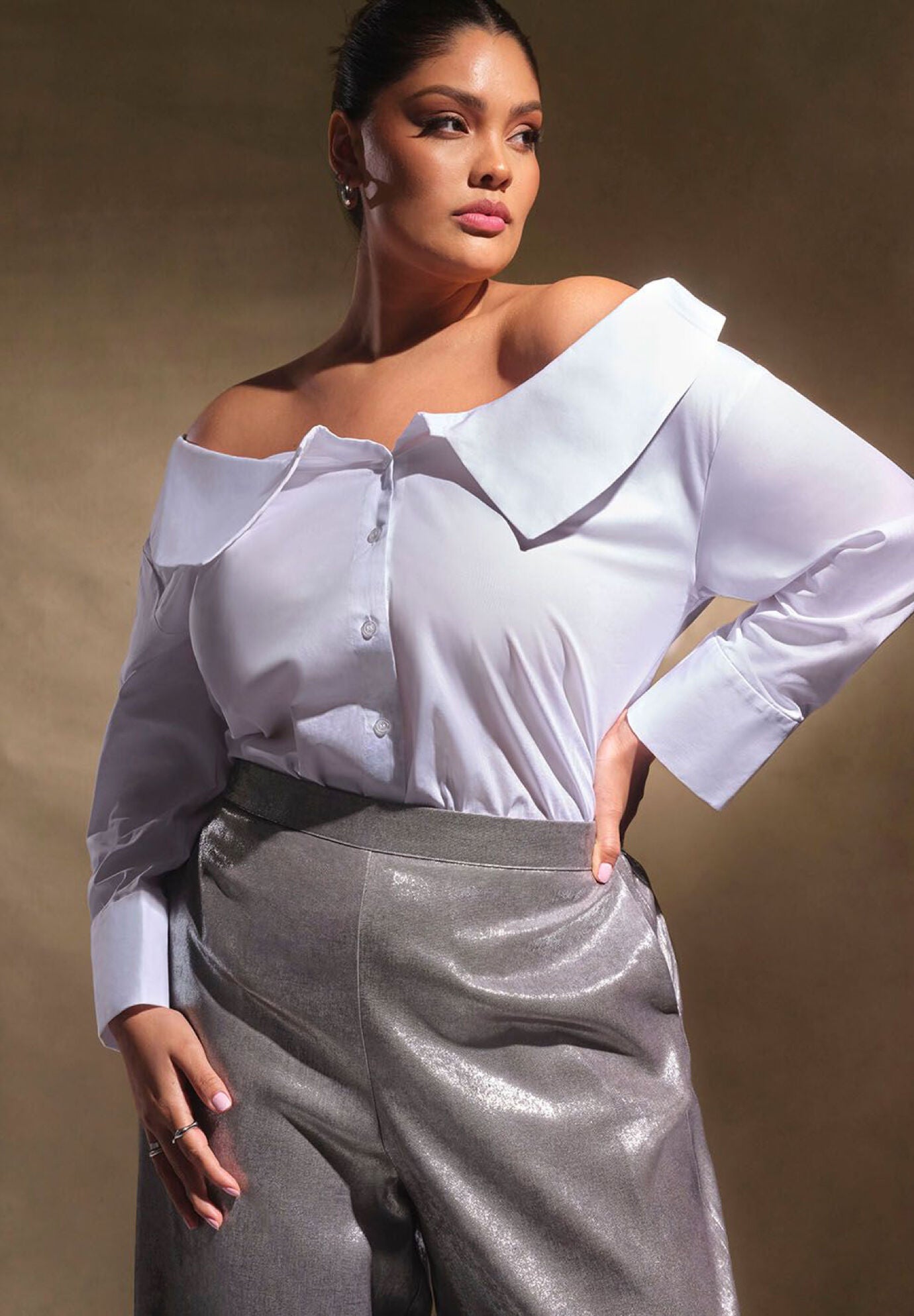Off The Shoulder Poplin Top Stretch Woven Poplin 4473611 Eloquii