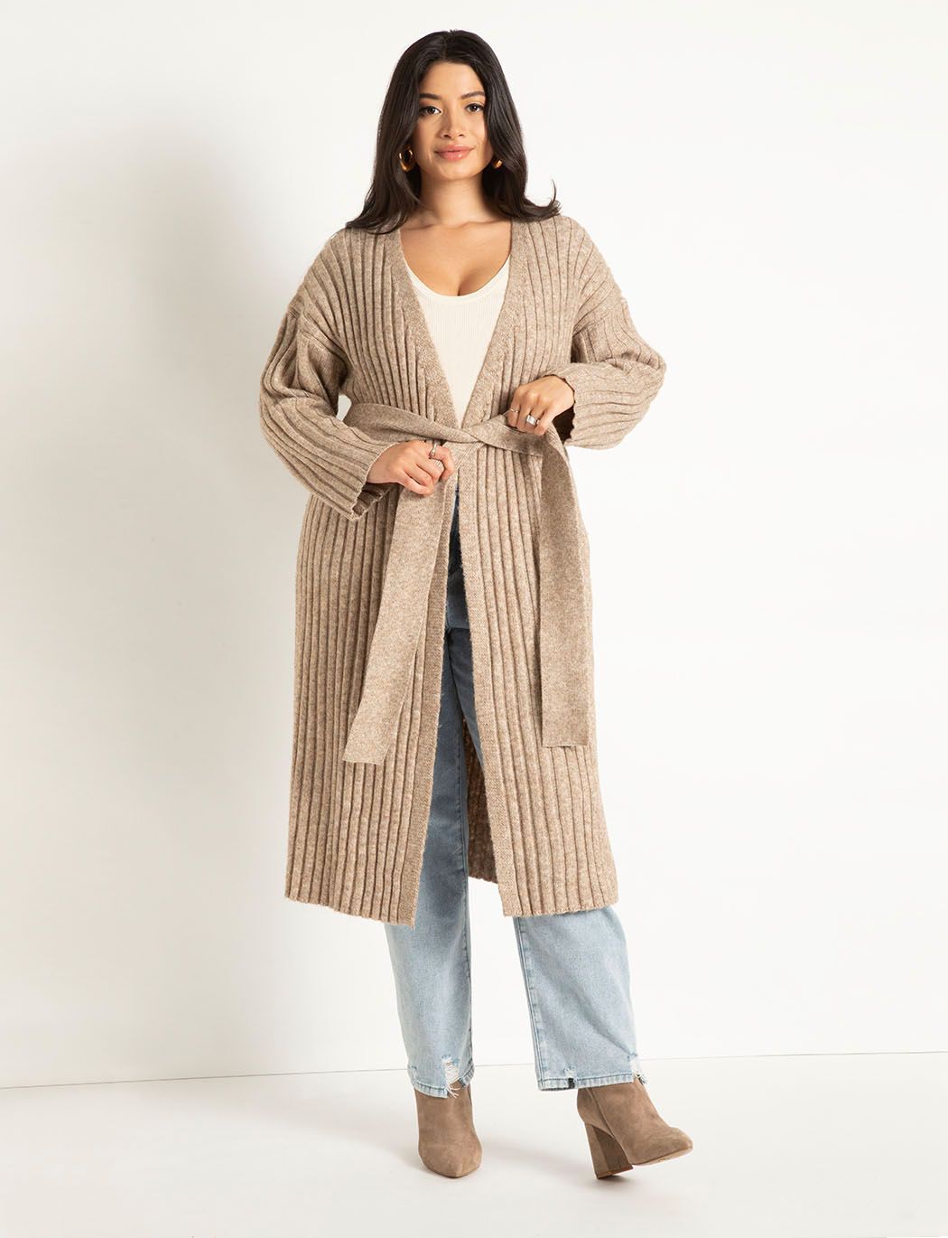 Long belted sweater online