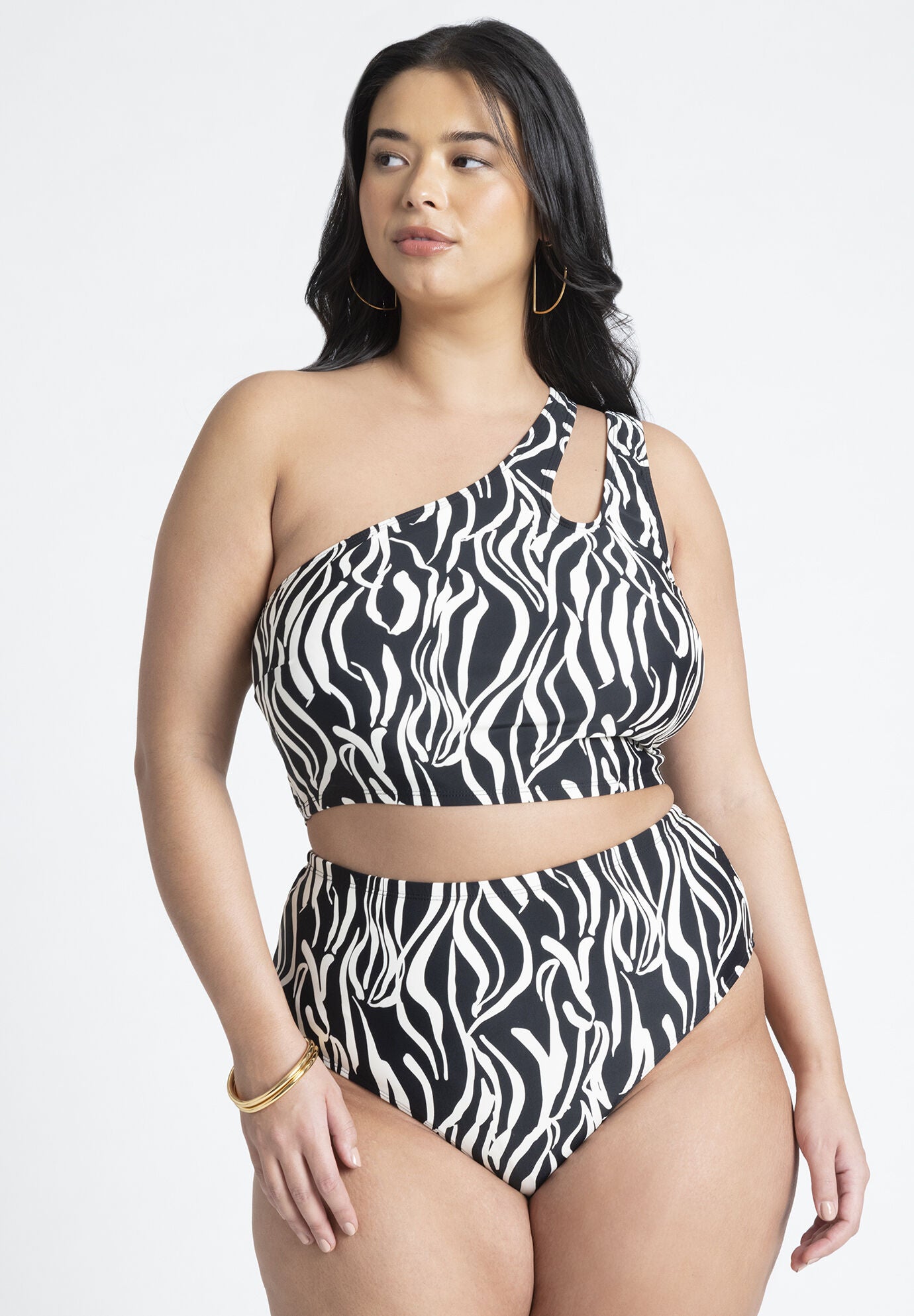 Printed One Shoulder Tankini Swimsuit 4482965 Eloquii