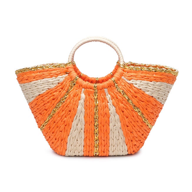 Carmen Round Handle Straw Tote, ORANGE MULTI, alternate image number 2
