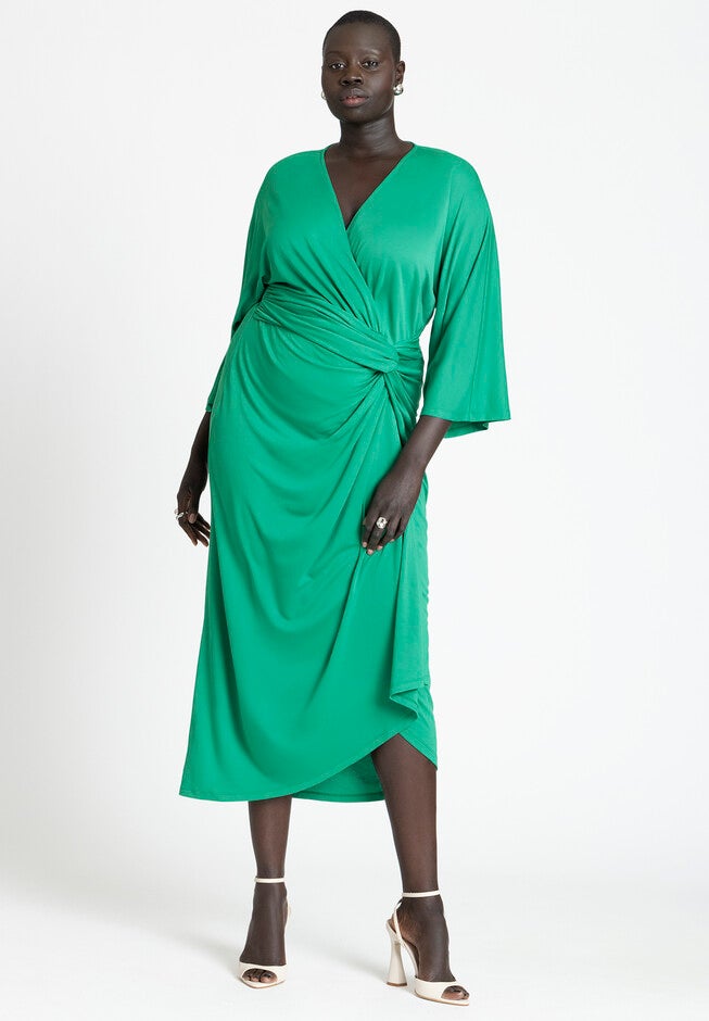 Draped Skirt Knit Dress, JOLLY GREEN, hi-res image number null