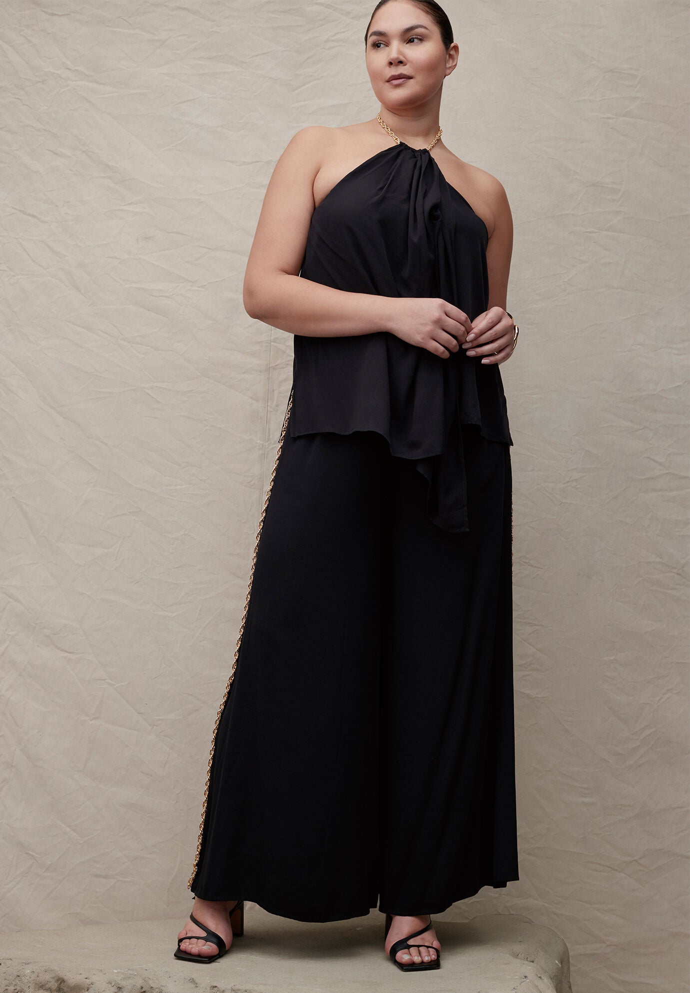 【EEUN】Swamp wide pants Wide Leg Chain Detail Pants - Sizes 14-32, 4488879 | ELOQUII