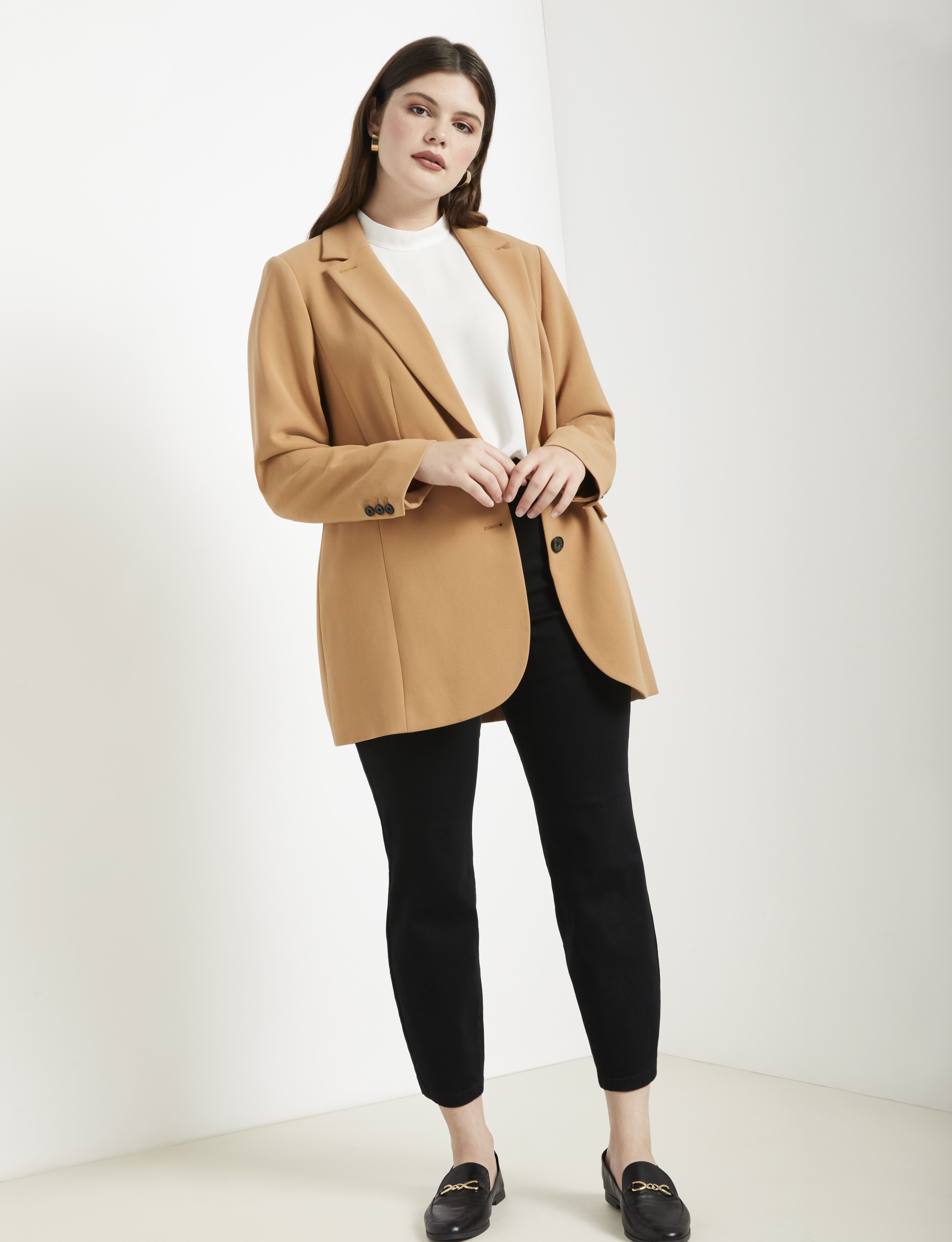 Classic Tailored Blazer - Long 365 Suit, Biscuit | Eloquii