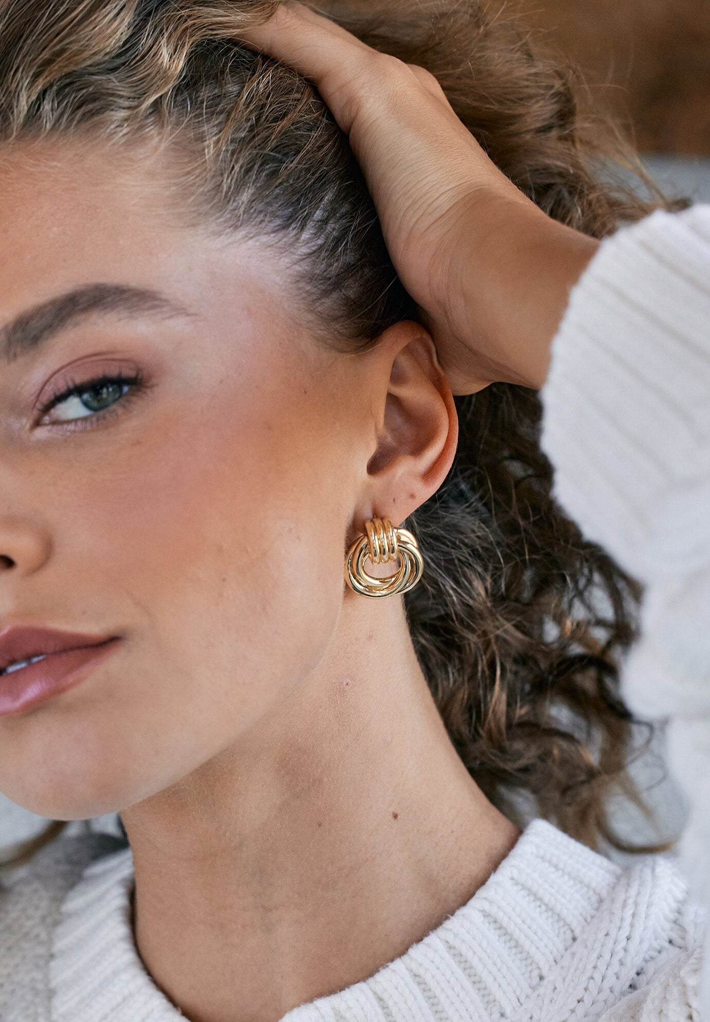 Meg Knot Earrings, GOLD, alternate image number 2