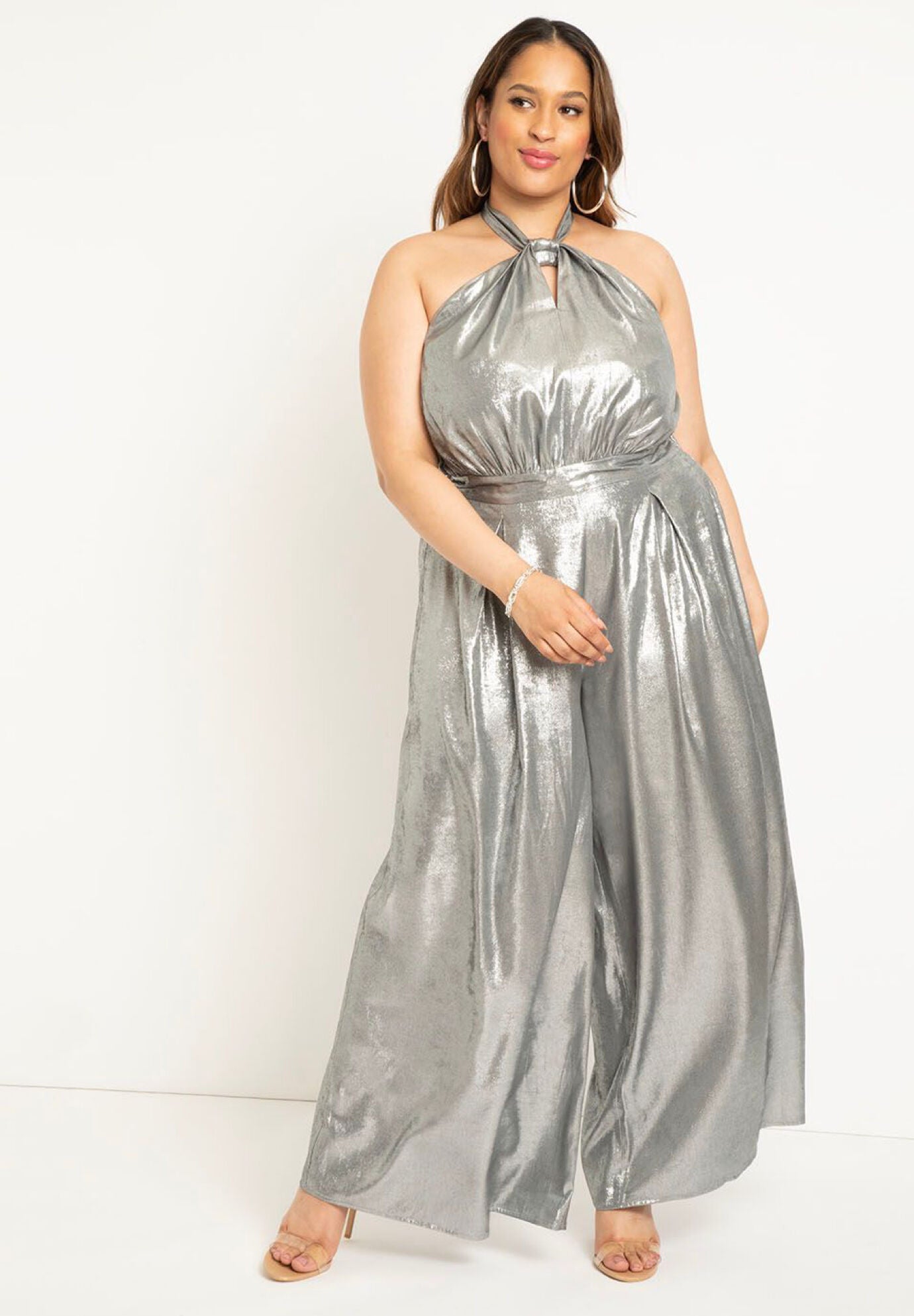 Metallic jumpsuit plus size clearance