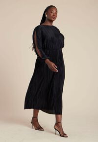 Colorblocked Draped Faux Leather Dress | ELOQUII