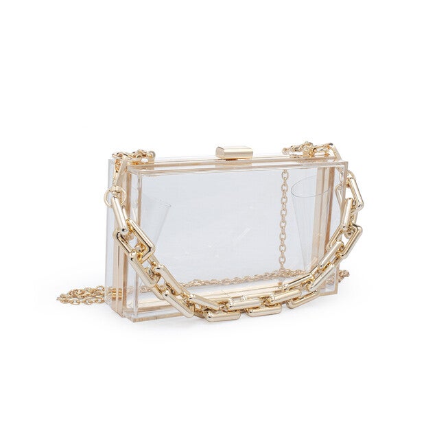 Queen Chunky Chain Transparent Evening Bag, CLEAR, on-hover image number 1