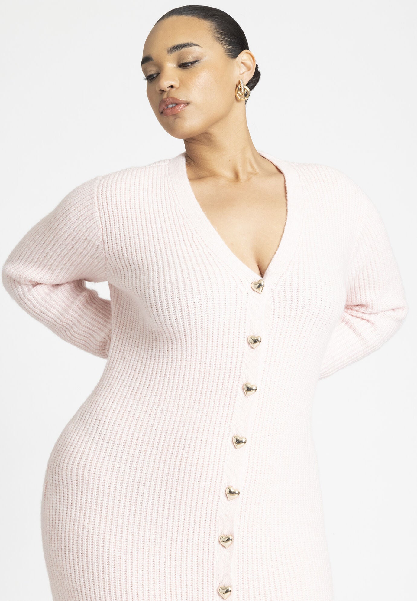 Button sweater dress top