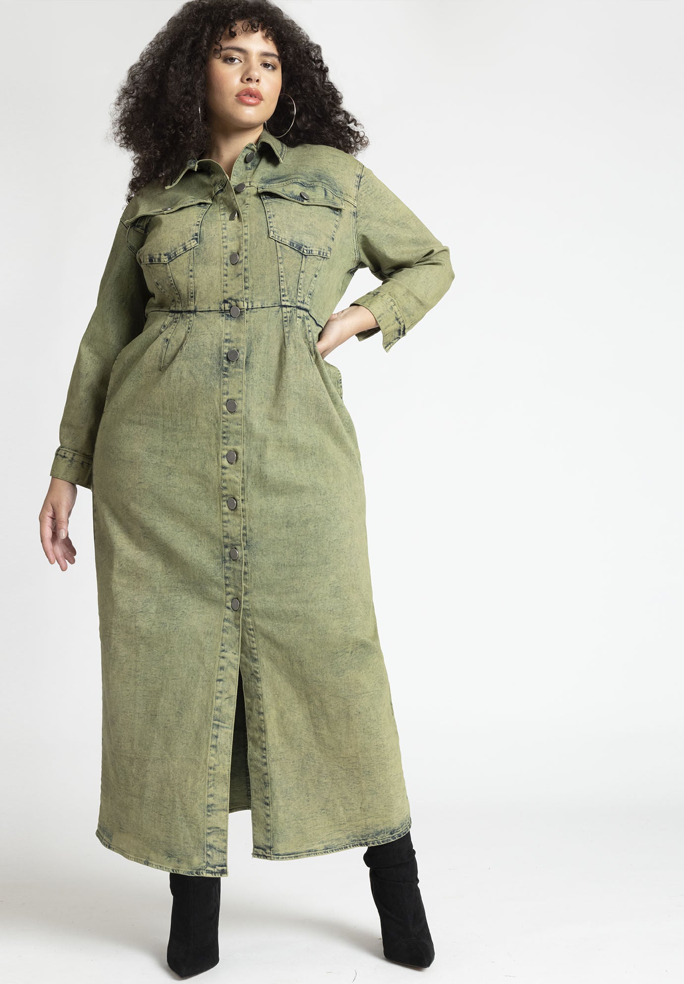 Long fitted 2024 denim dress