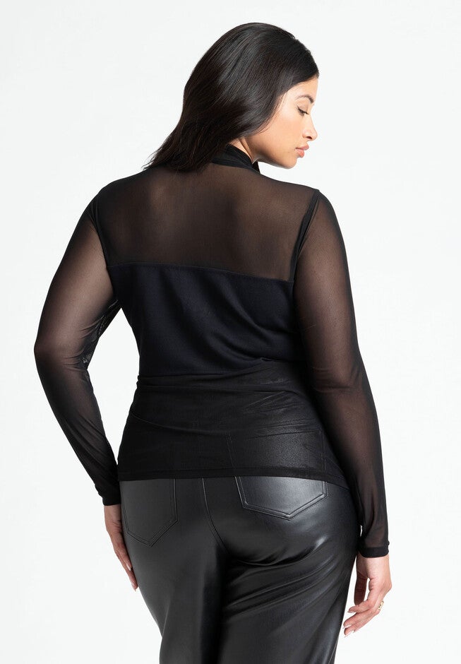 Paneled Sheer Top, BLACK ONYX, on-hover image number null