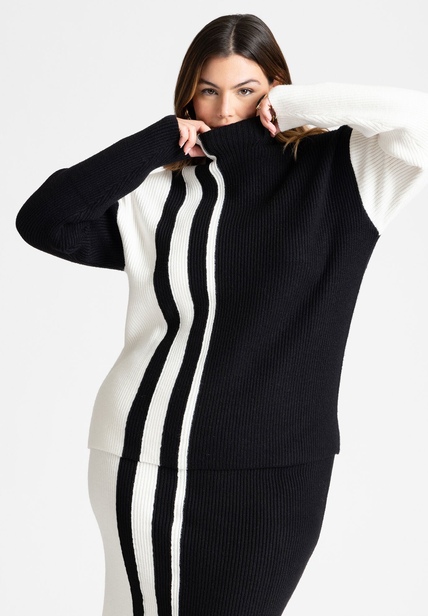 Vertical Stripe Colorblock Sweater Eloquii