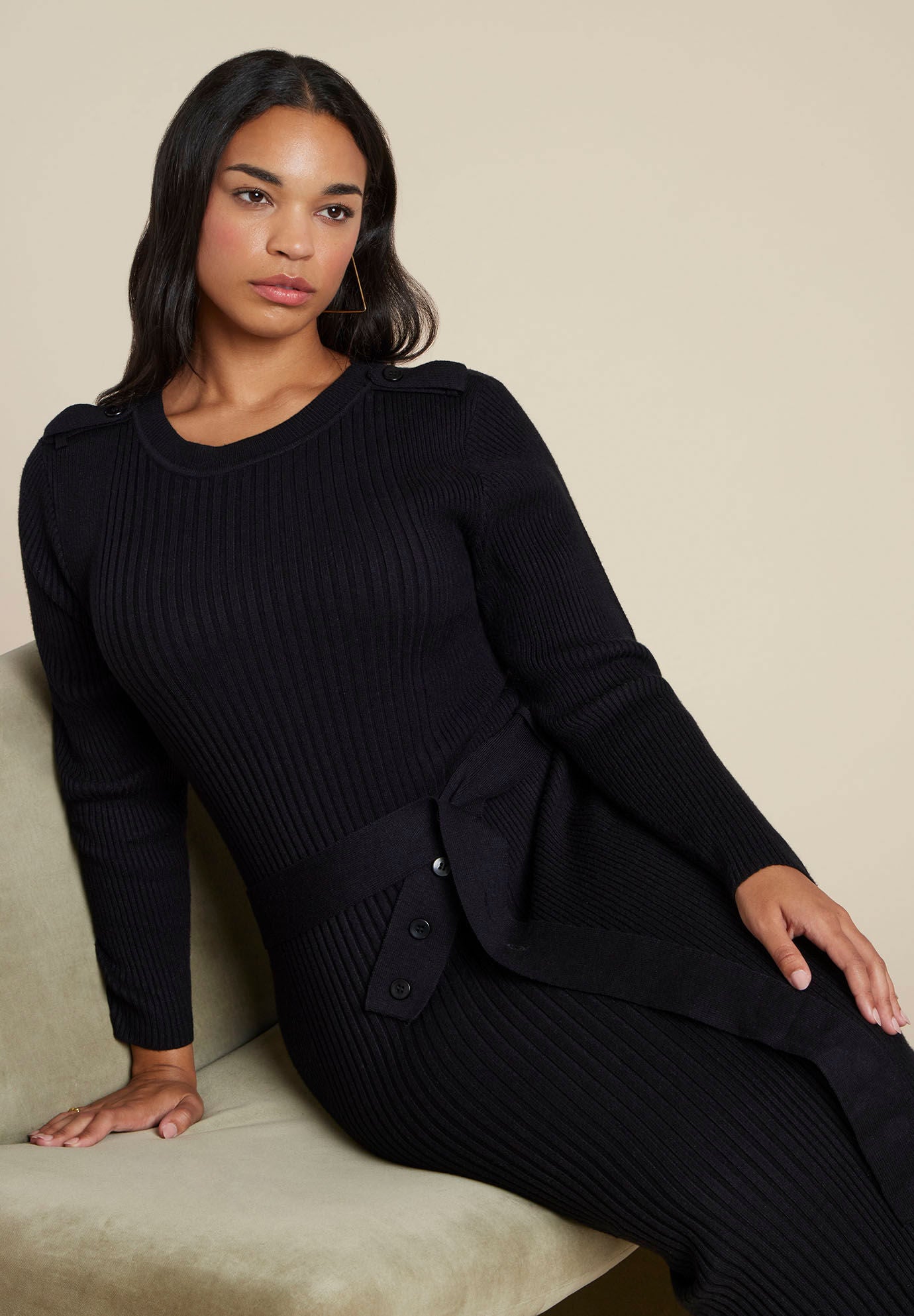 Multi Rib Maxi Sweater Dress, BLACK ONYX, on-hover image number 1